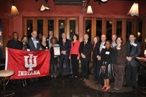 IU President McRobbie and members of the IU delegation pose with the university's first South African alumni chapter.