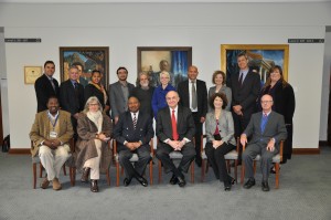 Members of the IU delegation pose for a picture with the leadership of the University of Cape Town.