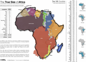 A map showing the "true size of Africa." 