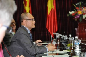 IU SPEA Professor Anh Tran addresses members of the National Assembly of Vietnam.