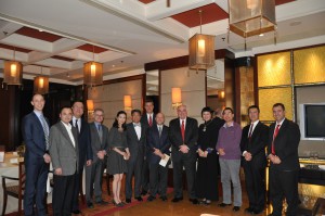 Members of the IU delegation meet with IU Chinese alumni in Beijing.