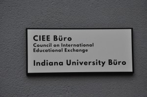 Sign outside new IU Europe Gateway office in Berlin.