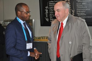 President McRobbie chats with Howard University President Wayne Frederick.