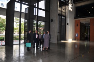 IU delegation members tour the new Office of International Affairs and Global Network Building at Chulalongkorn University.