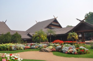 Princess Srinagarindra considered this villa in Doi Tung her first real home in Thailand. It is decorated with wood slabs cut from discarded teak trees. 