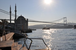 Daybreak on the Bosphorus in Istanbul.