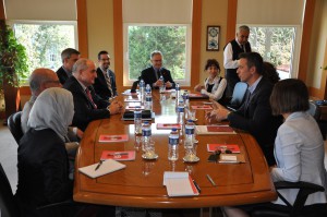 Members of the IU delegation meet with alumnus and president of the Vehbi Koc Foundation, Erdal Yildirim, second from right. 