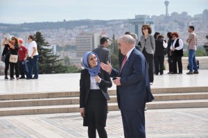 Rahaf Safi shares a moment with IU President Michael McRobbie at Anitkabir, the mausoleum of Turkish Republic founder Mustafa Kemal Atatürk.