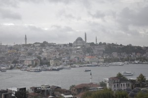 View of Istanbul and the Bosphorus from the SALT Galata building, located in the city's Karaköy neighborhood. 