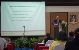 President Michael McRobbie talks at NIDA in Bangkok